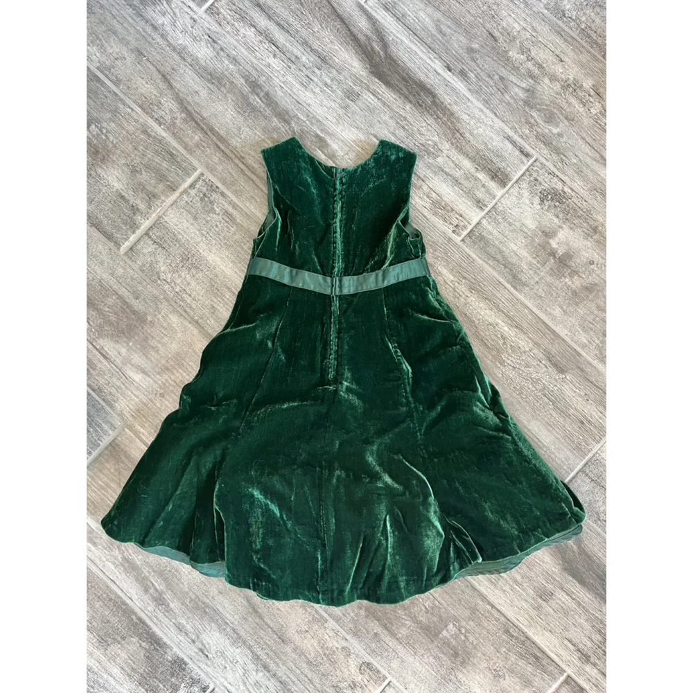 Gymboree Girls Green Velvet Dress Holiday Party‎ Sleeveless Size 6
